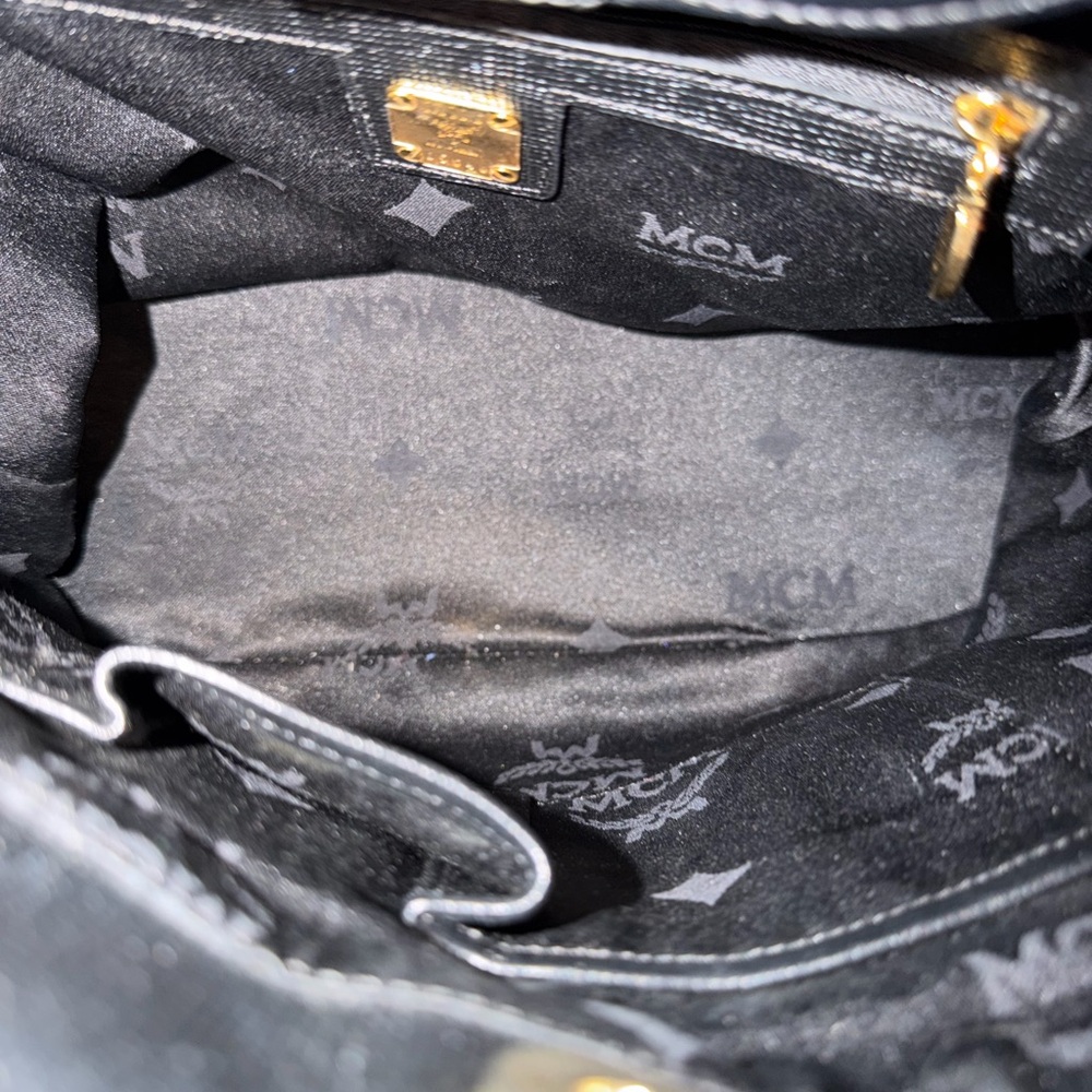 MCM Black Leather Top-Handle Satchel - Picture 8 of 8